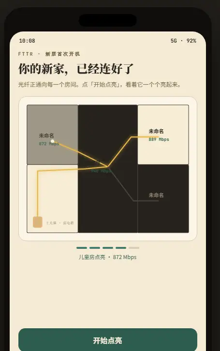 点亮仪式：3/5 房间已亮